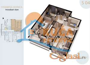Trosoban  stan  u  novogradnji, Bul.Sv.Pantelejmona, III sprat, lift, 69,45 m2