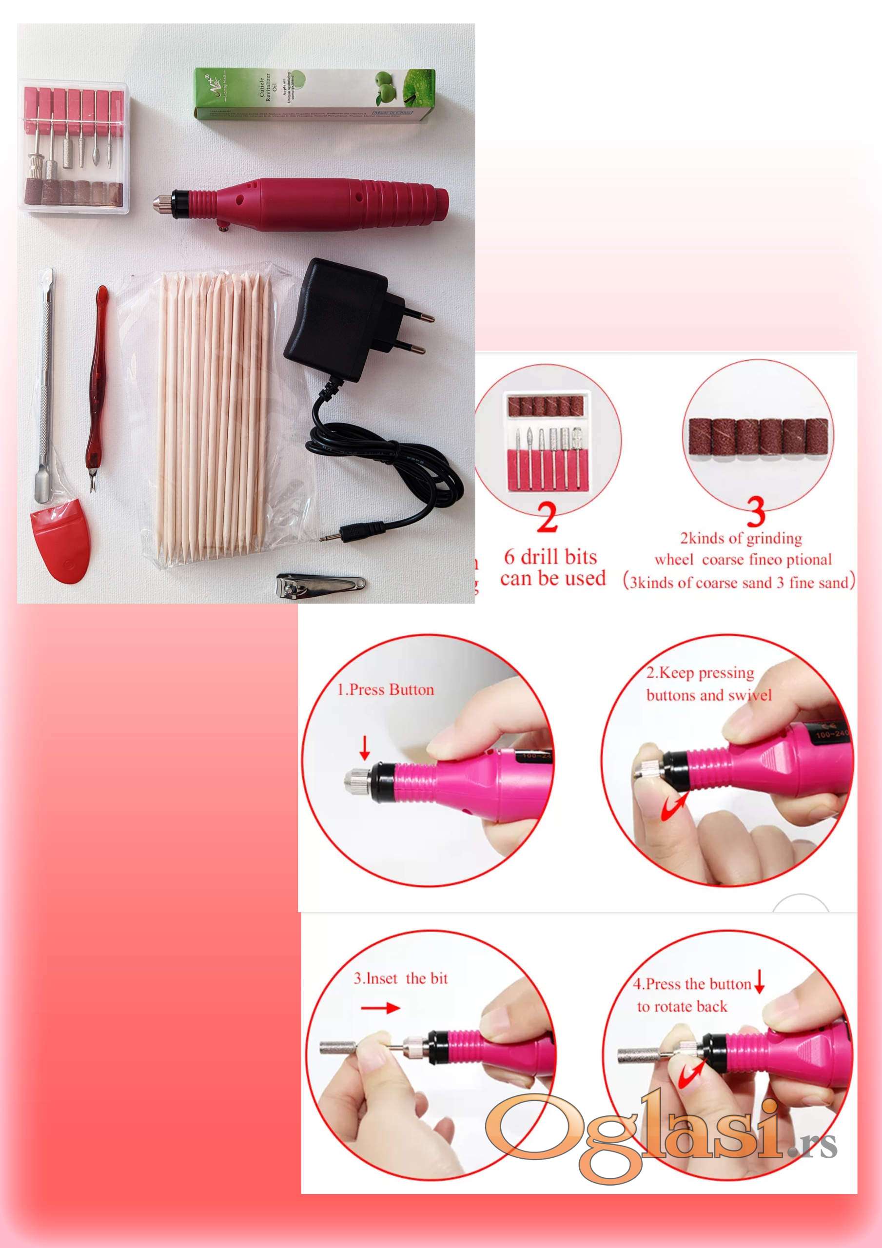 NOVO!!! KOMPLETAN PROFESIONALAN SET za nokte sa elektricnom turpijom