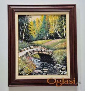 Ulje na lesonitu - Kamena cuprija, prelepa slika!