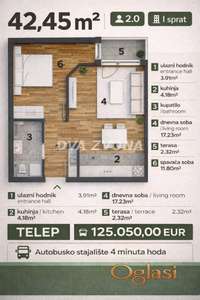 NOV, MODERAN STAN NA TELEPU – 42.45 m², 2.0,  PRVI SPRAT