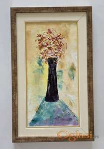 Ulje na platnu - Elegantna vaza sa cvecem