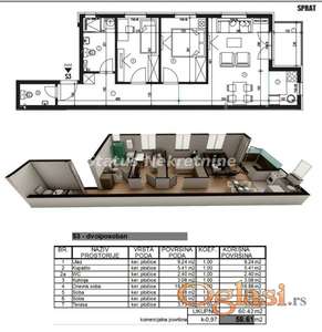 Adice-Dvoiposoban stan 59 m2 u Izgradnji-povrat PDV-065/385 8880