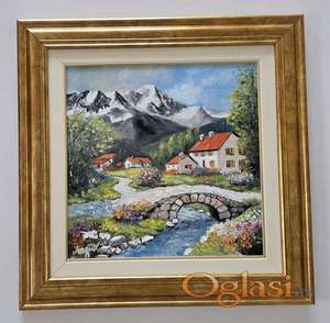 Ulje na platnu - Malo planinsko selo