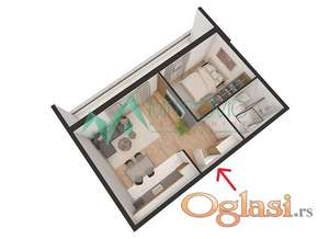 Komforan dvosoban stan (55,73 m²) – Mišeluk 