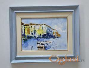 Ulje na platnu - Camac u luci, prelepa slika!