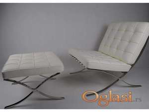 Barselona stolica beli set (Barcelona Chair replika)