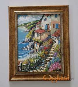 Ulje na lesonitu - Stepenice mediterana, prelepo!