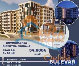 Novogradnja, direktna prodaja, širi centar, 40m2