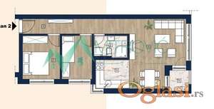 Novi Sad, Adice - Dvoiposoban stan 53 m2 na početku Adica  