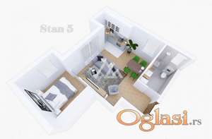 Dvosoban stan 43 m², Krnjača, Palilula, Beograd, 1. sprat