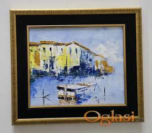 Ulje na platnu - Camac u luci, prelepa slika!