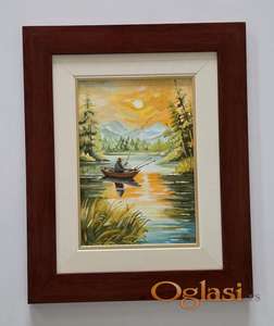 Ulje na platnu - Zlatni mir na jezeru