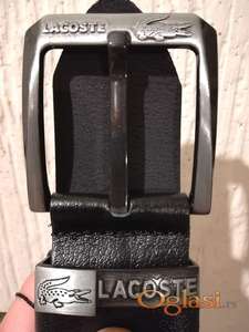 Novi muski kozni markirani kais Lacoste u crnoj boji Novo