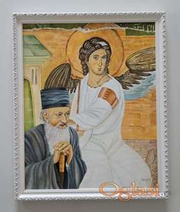 Ulje na platnu - Monah i Beli Andjeo, prelepo!