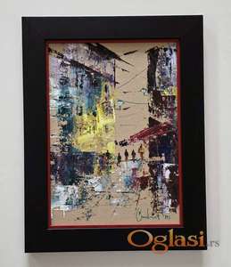 Ulje na kartonu - Grad, prelepa slika!