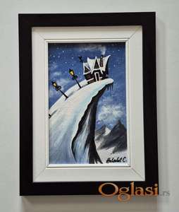 Ulje na platnu - Zima na brdu, prelepa slika!