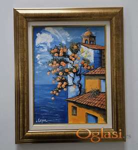 Ulje na platnu - Kuca na ivici mora, prelepo!