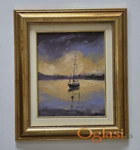 Ulje na platnu - Brod i boje sutona, prelepo!