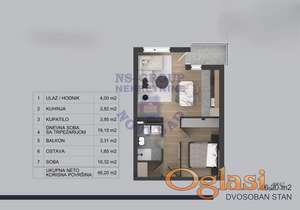 Dvosoban stan u izgradnji, 46m2, Adice