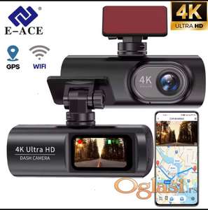 E-ACE Auto Kamera UHD 4K WIFI GPS + SD 64GB Gratis