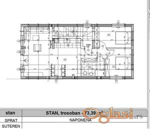 Petrovaradin-Trosoban stan 73 m2 sa Dvorištem na Top Lokaciji-065/385 8880