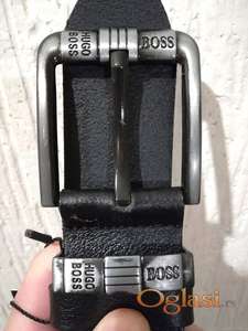 Novi muski kozni markirani kais Hugo Boss u crnoj boji Novo