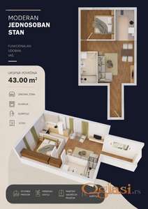 Dvosoban , 43 m2 , Temerinski Put 51 , Novogradja