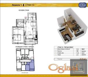 Jednoiposoban stan 38 m², Salajka, Sa pdv-om, 3/4 sprat!