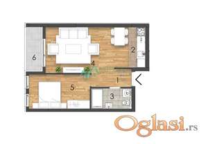 Novi Sad, Telep- Jednoiposoban stan  u izgradnji 43m2 