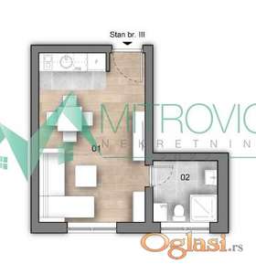 Jednosoban stan sa parkingom, 22m², 1750€/m²!!!(Šifra:1004542)