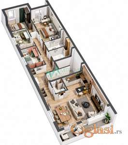 Novi Sad, Veternička rampa - Petosoban stan 107m2 sa povratom PDV i izlazom na krovnu terasu površine 100m2 