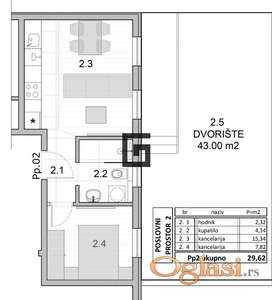 Stan 30m2+dvorište 40m2, 1.5, novogradnja ID#2095