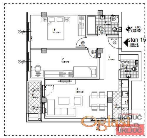 TELEP, 70m2, Trosoban sa pdv