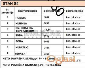 Stan u Kragujevcu, naselje Mala Vaga - površina 55,48 м2, u izgradnji