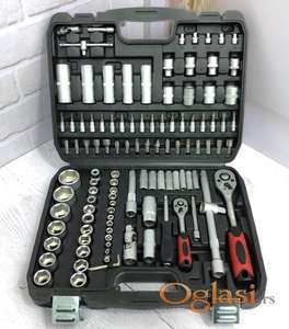 Set gedora 108 kom Chrome Vanadium  Potpuno nov gedora set od 108 delova, izrađen od čvrstog chrome-vanadium čelika. Set sadrži nasadne gedore 1/4" i 1/2", račnu, produžetke, bitove, torx, imbus nastavke i komplet dodataka za sve vrste popravki. Dolazi u kvalitetnom plastičnom koferu, uredno složen i spreman za rad. Idealno za majstore i kućnu upotrebu.  Ukoliko zelite da porucite Posaljite poruku  1 Ime i prezime 2 Ulica i broj 3 Mesto i postanski broj 4 Broj telefona za kontakt