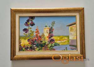 Ulje na lesonitu - Cvetni pejzaz