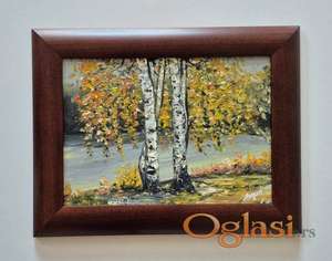 Ulje na lesonitu - Breze, prelepa slika!