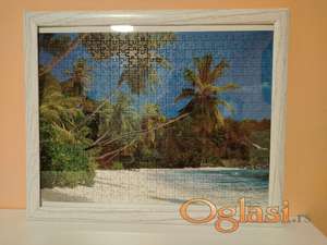 Slika od puzli uramljena „Tropski san” i Macka u puzli uramljena