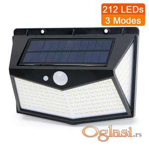 Solarni reflektor 212 LED DIODA Solarna zidna lampa sa senzorom 212 dioda