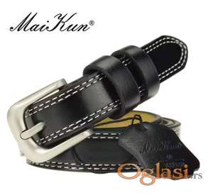 Ženski kvalitetan kožni crni kaiš 100cm