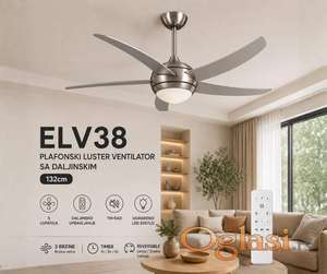 Plafonski Luster Ventilator ELV38 sa daljinskim 132cm
