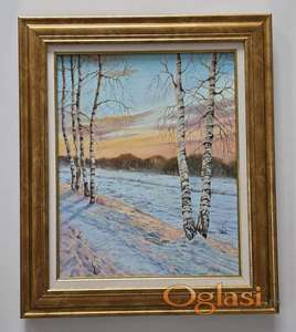 Ulje na platnu - Zlatna zima, prelepa slika!