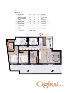 Penthaus sa tri spavaće sobe i dva kupatila - Kragujevac, Aerodrom, 75 m2 plus terasa 29,10 m2, u izgradnji