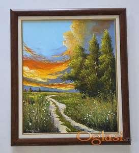 Ulje na platnu - Zlatno nebo, prelepa slika!