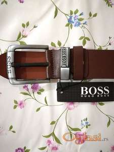 Novi muski kozni markirani kais Hugo Boss u braon boji Novo