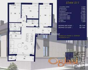 Centar-Lep Četvorosoban stan 83 m2 u Izgradnji-povrat Pdv-065/385 8880
