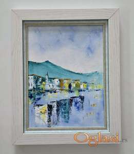 Ulje na platnu - Grad uz more, slika dva.