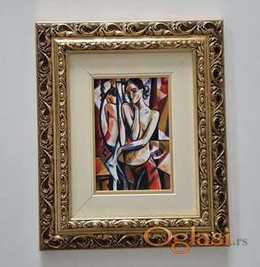 Slika - Zamisljena, akril na platnu. Minijatura