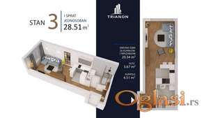 Garsonjera , 28.51 m2 , Temerinski Put 51 , Novogradja