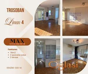 Trosoban stan, dvostrano orijentisan, na Limanu.